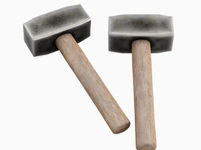 Industrial Wooden Hammer 02 Low-poly 3D model