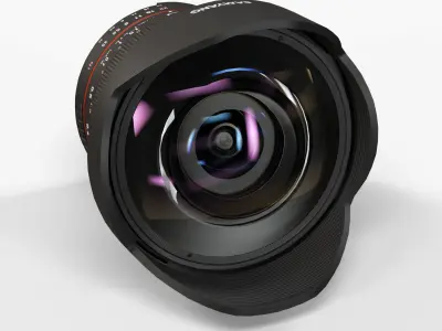 Samyang 8mm  f 3-5 AS IF UMC Fish-eye CS II AE Nikon F Lens Low-poly 3D model