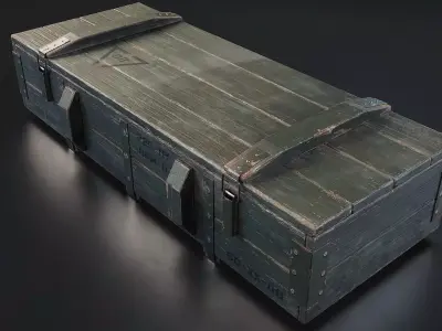 Wooden Ammunition Crate Set Low-poly 3D model