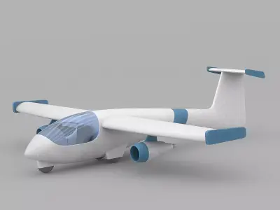 Cartoon airplane 1 Low-poly 3D model