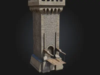 Medieval Tower Gatehouse  Stronghold Entry with Tactical  3D model