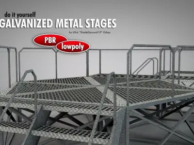 Galvanized Metal Stages Low-poly 3D model
