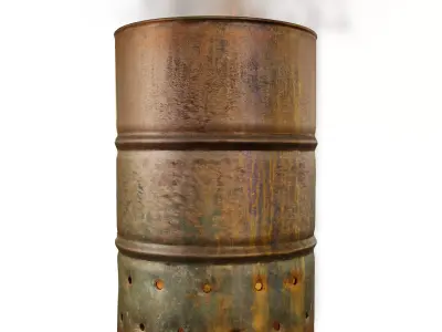 Oil Drum Barrel Fire Place Low-poly 3D model