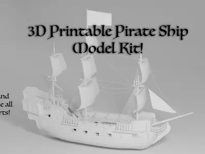 Fully 3D Printable Pirate Ship  3D print model