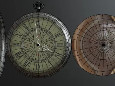 Game ready 3d model of pocket watch Low-poly 3D model