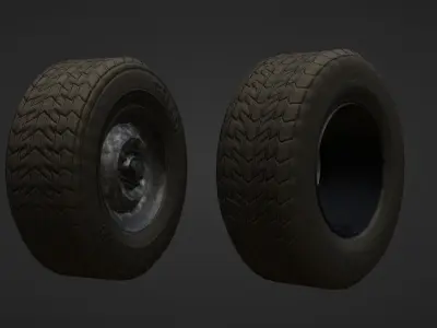 Game ready wheels Low-poly 3D model