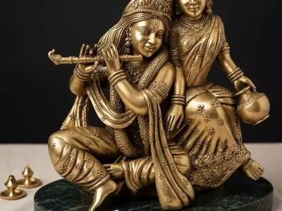 Radha Krishna Murti on Marble Base Low-poly 3D model