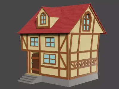 Medieval House Low Poly Low-poly 3D model