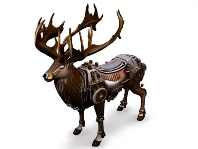 Steampunk Mechanical Deer 3D Model Low-poly 3D model