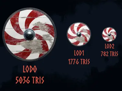 Viking shield 2 - War-Torn Low-poly 3D model