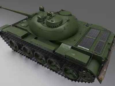 T-55 with Shells Low-poly 3D model
