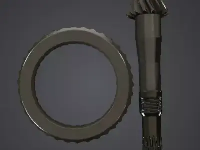 Industrial Bevel Drive Pinion and Ring Gear Set  3D model