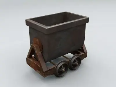 Mine Cart Trailer Low-poly 3D model