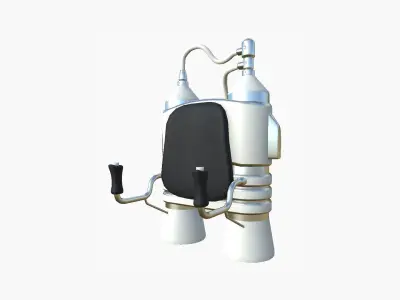 Jetpack E05 White Aluminum - SciFi Character Design Low-poly 3D model