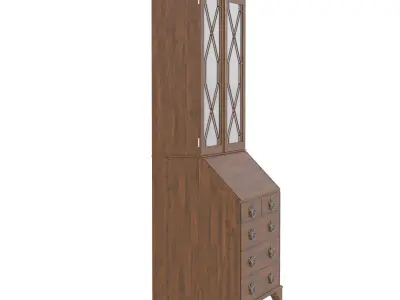 Georgian Bureau Bookcase Period Mahogany Antique 1800 3D model