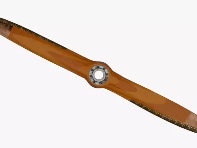Vintage aircraft wooden propeller with hub 3D model