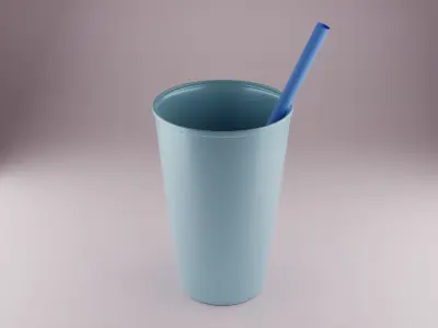 Cup with straw 3D model