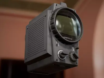 70s Portable TV Low-poly 3D model