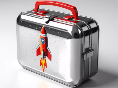 Dented Retro Rocket Lunchbox 3D model
