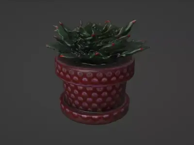 Cactus plant pot Low-poly 3D model