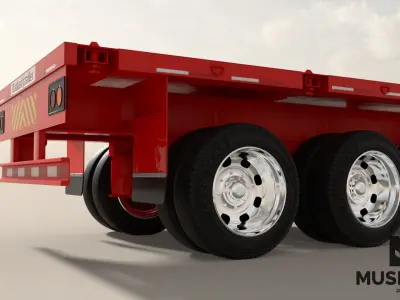 Trailer flatbed container  Low-poly 3D model
