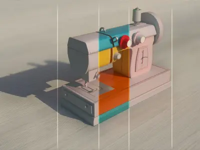 3d sewing machine  Low-poly 3D model