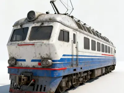 Realistic 1990s Electric Passenger Train 3D Model Low-poly 3D model