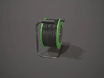 Black and Green Extension Cable Low-poly 3D model