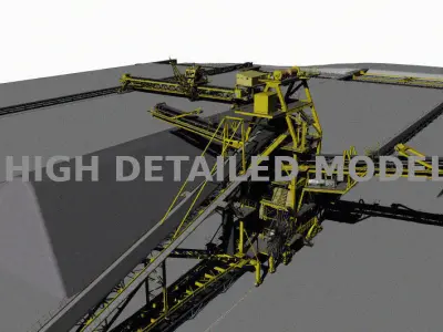 Stock pile of mining industrial installation 3D model