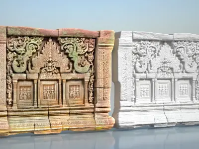 High poly  ruin Temple Walls - 240705 3D model