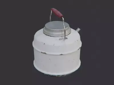 Military Metal Canteen with Lid Low-poly 3D model