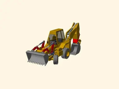 CAT JCB bachoe loader Low-poly 3D model