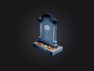 Tombstone with Epitaph Low-poly 3D model