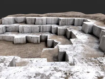 Marble Quarry Openpit Mine Excavation Low-poly 3D model