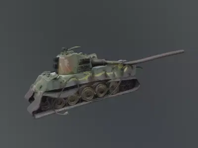 destroyed tank Low-poly 3D model