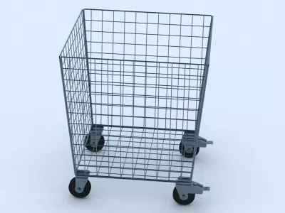 Cart Model wire basket on wheels 3D model