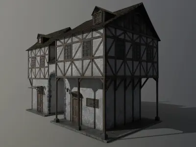 Medieval house B PBR  Low-poly 3D model