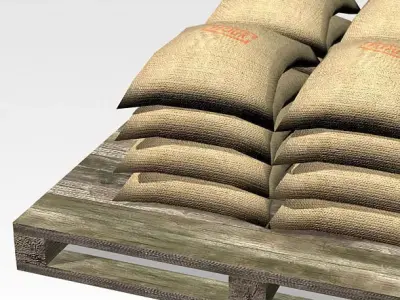 Bag 02 flour bags on pallets Low-poly 3D model