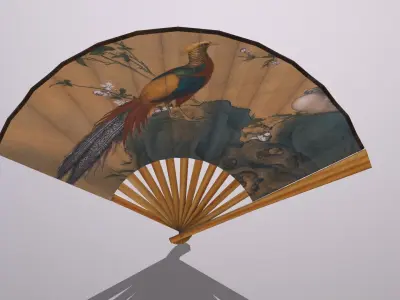 Folding fan Low-poly 3D model buy