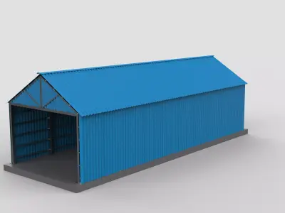 Industrial Metal Hangar 04 3D model