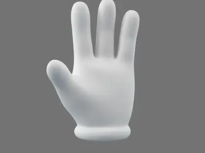 Cartoon Glove Hands Low Poly 4 fingers 3D model