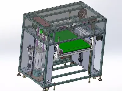 Vertical Chain Conveyor Lifter with Pneumatic Pallet Transfer 3D model