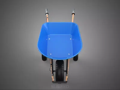 WOOD HANDLE FRAME ELECTRIC WHEELBARROW WHEEL BARROW CART GARDEN 3D model