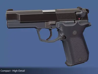 Low-Polygon Walther P88 Compact 9mm Pistol Low-poly 3D model