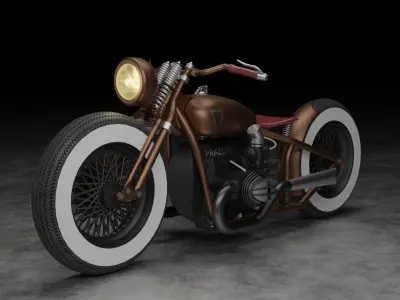 Custom Rat-Rod Bobber Motorcycle Low-poly 3D model
