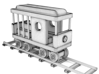Wooden toy railway carriage 01 3D model