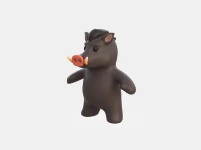 Little animal baby - Wild boar cute - Character020 Low-poly 3D model