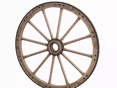 Vintage Wood Wheel 04 Low-poly 3D model
