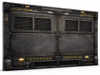 Sci-Fi Industrial Vent Wall Panel - PBR Low Poly Game Ready Low-poly 3D model