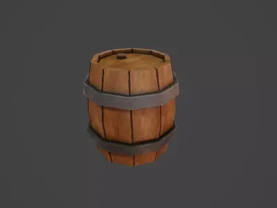 Stylized Barrel Low-poly 3D model purchase